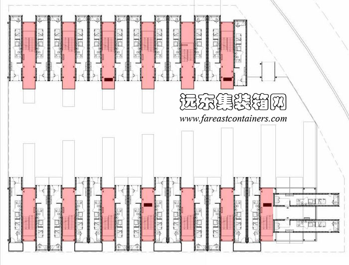 法國 Cité ADocks 學生宿舍通過樓梯來組織箱體布局,集裝箱房屋,集裝箱建筑,集裝箱住宅,集裝箱活動房,住人集裝箱